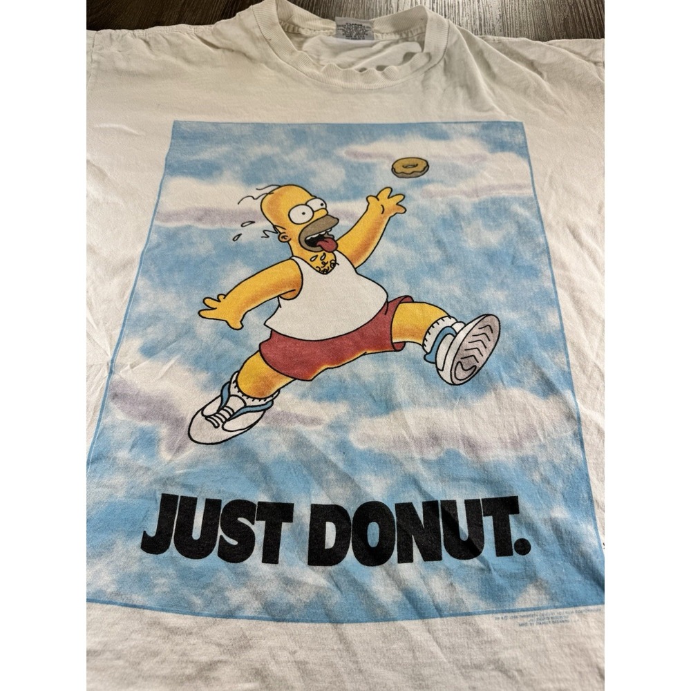 VTG 90s‎ Homer Simpson Just Donut Nike Parody Shirt XL Stanley DeSantis Vintage - Picture 2 of 6
